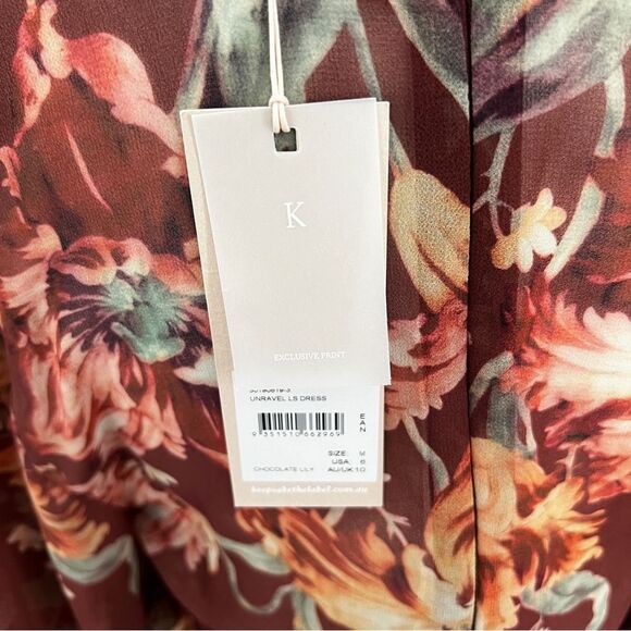 NEW KEEPSAKE Unravel Midi Dress in Chocolate Lily NWT Size M - Picture 12 of 12